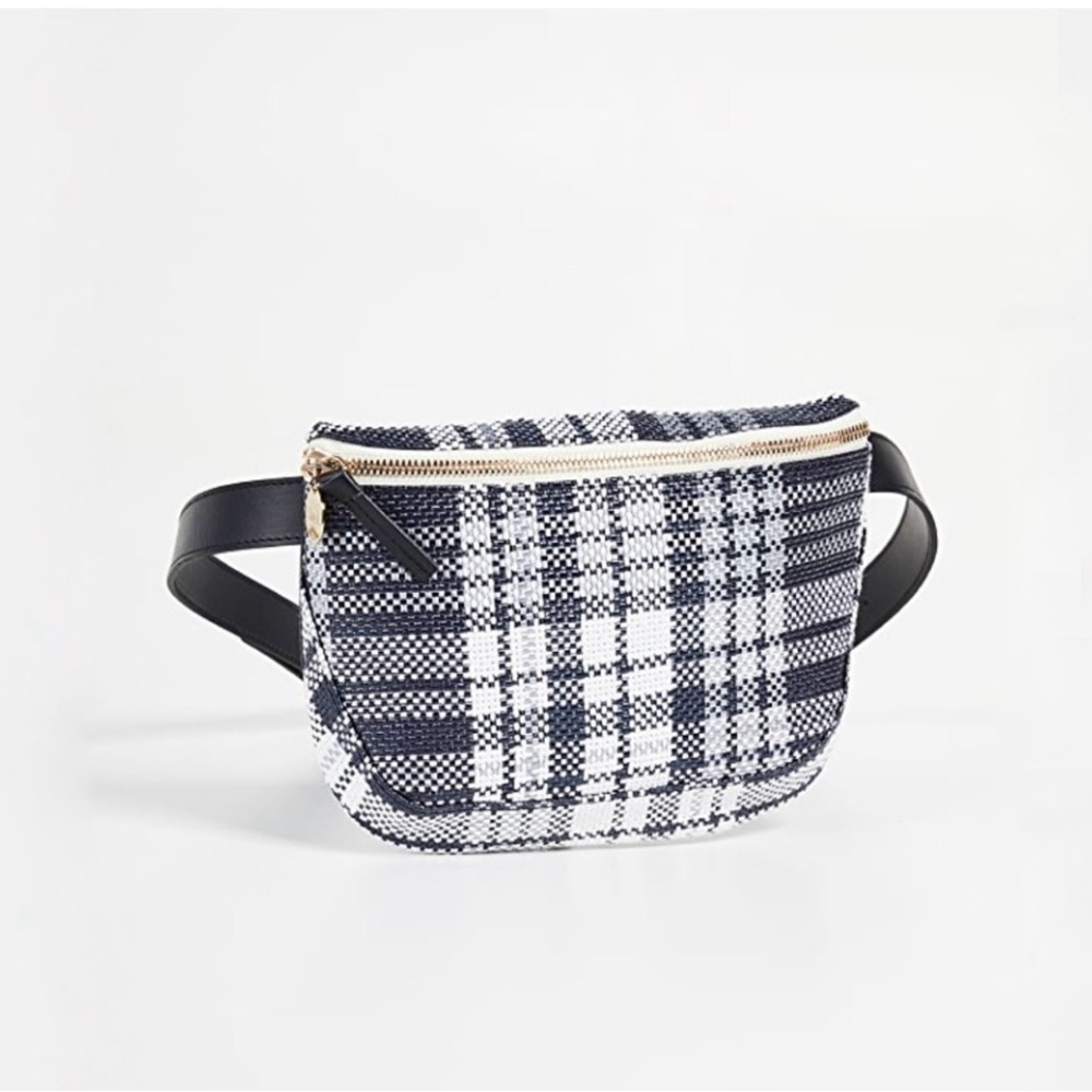 Clare V. Plaid Navy Blue/White Fanny Pack